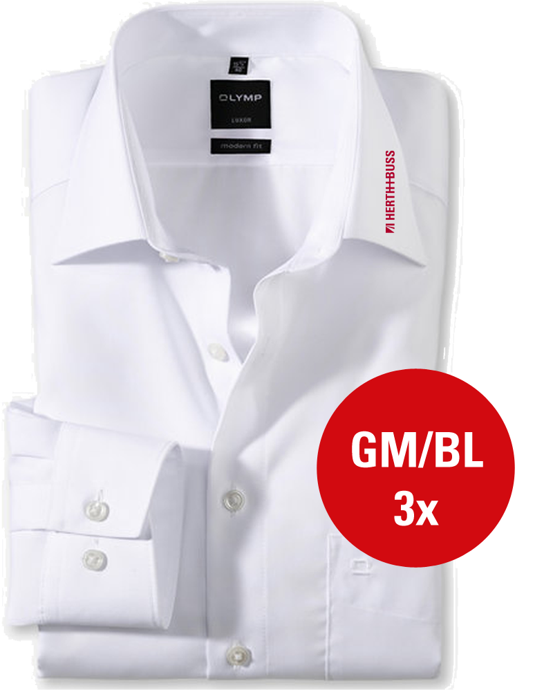 02506400 H+B Herren Hemd Luxor weiss Comfort Fit