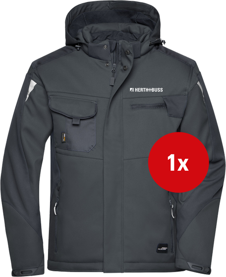 WAD JN824 H+B Softshell Jacket STRONG Schwarz